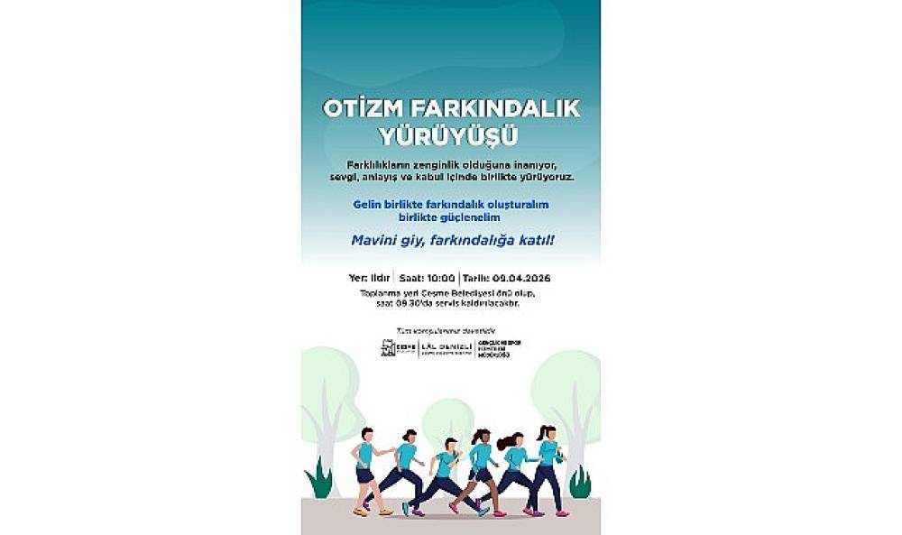 Otizm farkındalık y&uuml;r&uuml;y&uuml;ş&uuml; &Ccedil;eşme'de d&uuml;zenleniyor