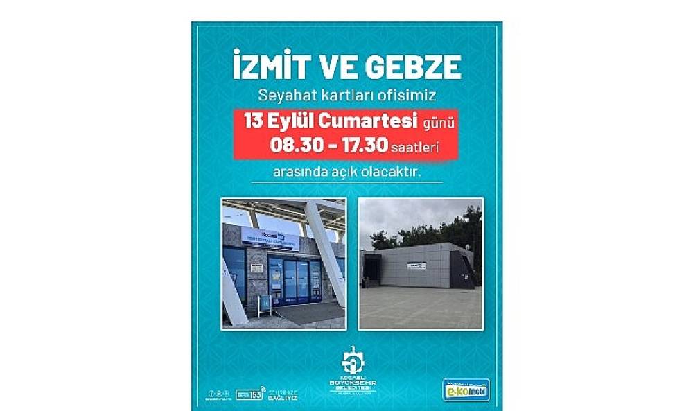 Kocaelikart Ofisleri Cumartesi Açık Kalacak