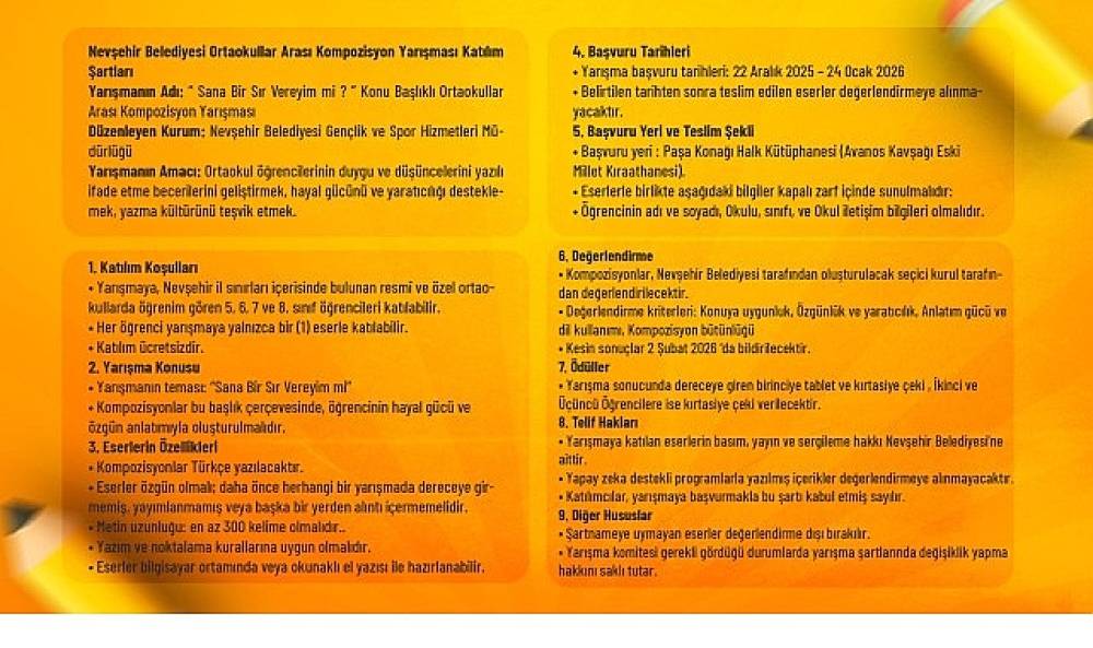 Sana Bir Sır Vereyim mi? Temalı Kompozisyon Yarışması 