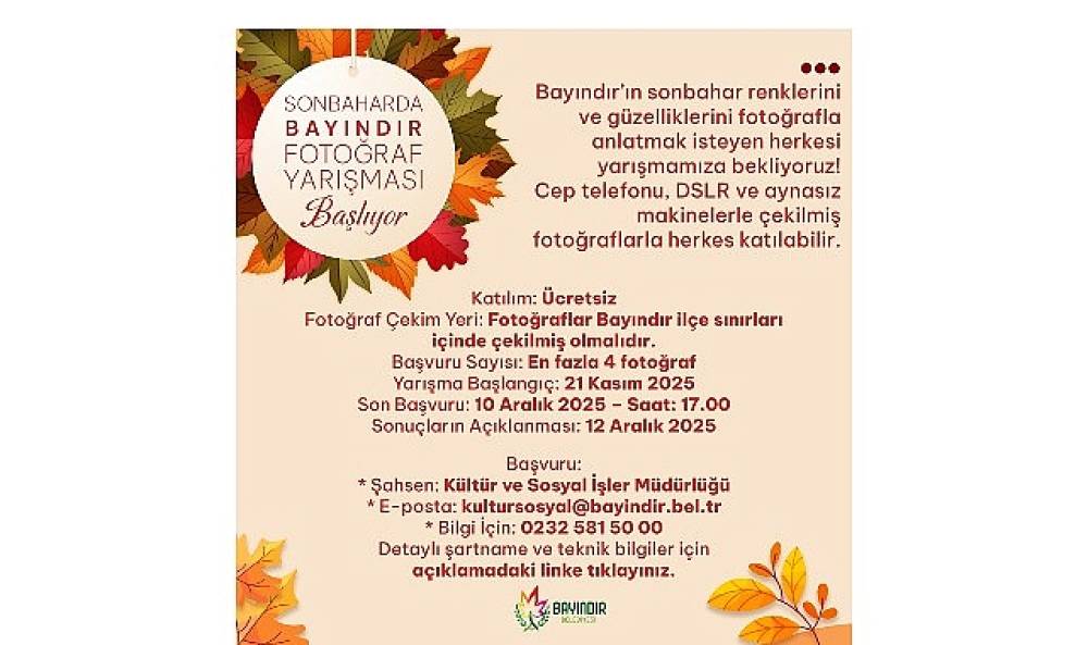 Bayındır'da Sonbahar Temalı Fotoğraf Yarışması Başladı