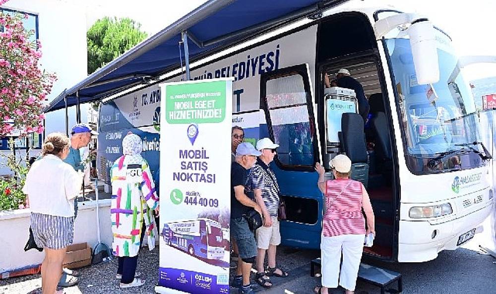 Aydın B&uuml;y&uuml;kşehir Belediyesi Mobil Halk Ege Et aracına Didim'de yoğun ilgi