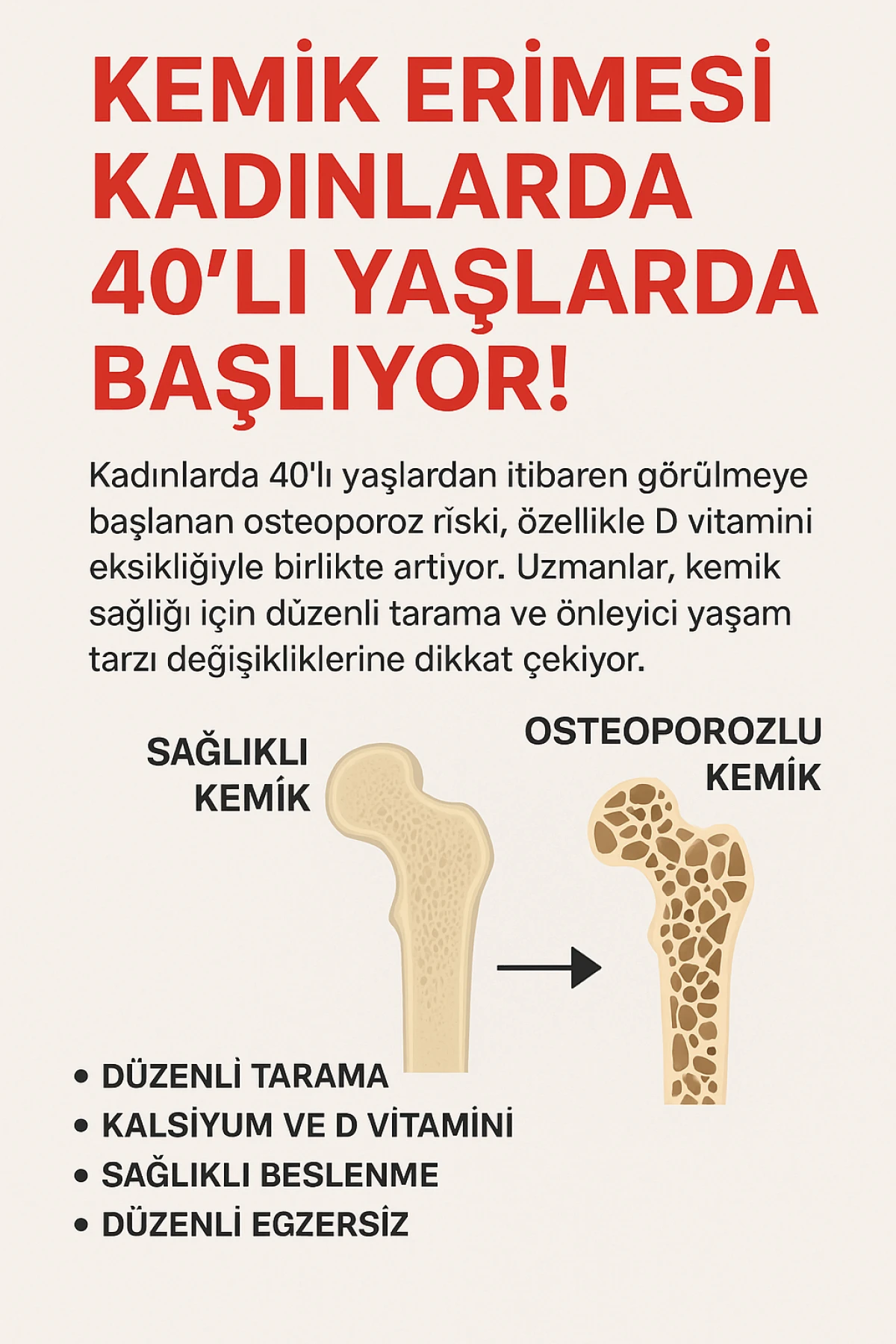 KEMİK ERİMESİ KADINLARDA 40’LI YAŞLARDA BAŞLIYOR!