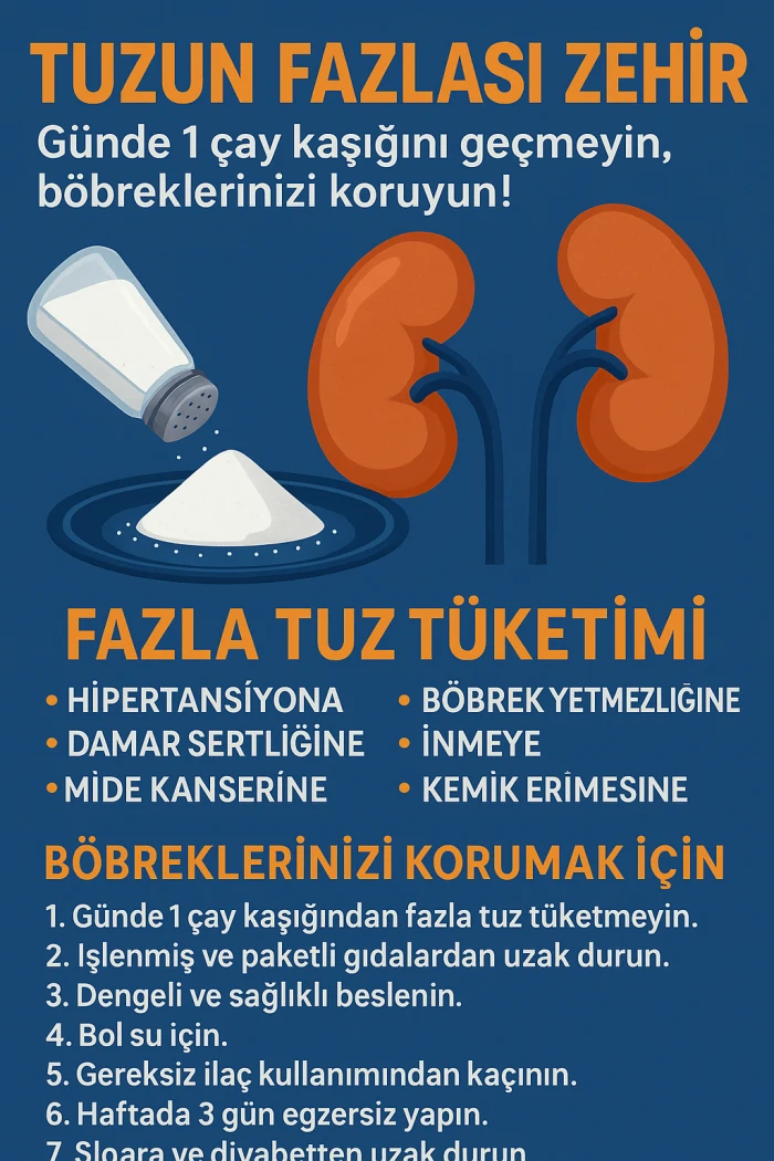 Tuzun Fazlası Zehir: Günde 1 Çay Kaşığını Geçmeyin, Böbreklerinizi Koruyun!